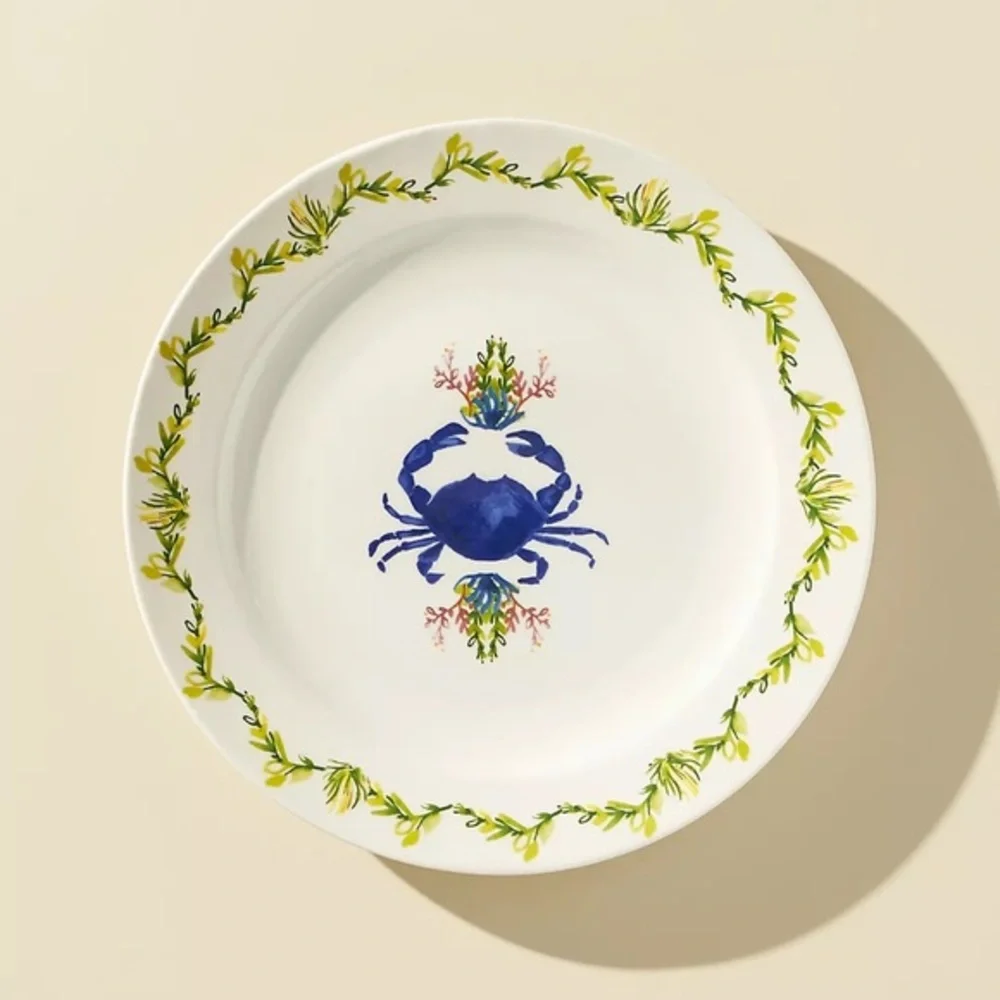 Anthropologie August Wren Crab Dinner Plate